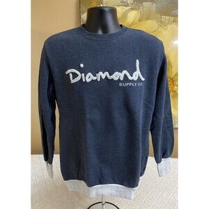 Diamond Supply Co Embroidered Blue/Gray Sweatshirt Heavyweight Men’s Size Medium